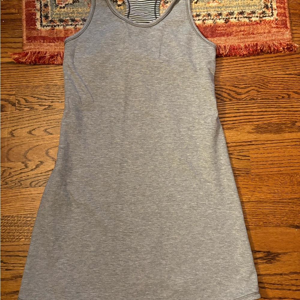 Ivivva Lululemon girls athletic reversible dress grey stripes large